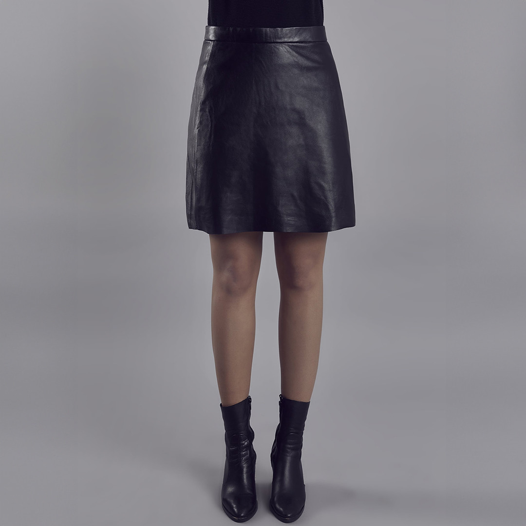 Black Pannalina Leather Mini Skirt