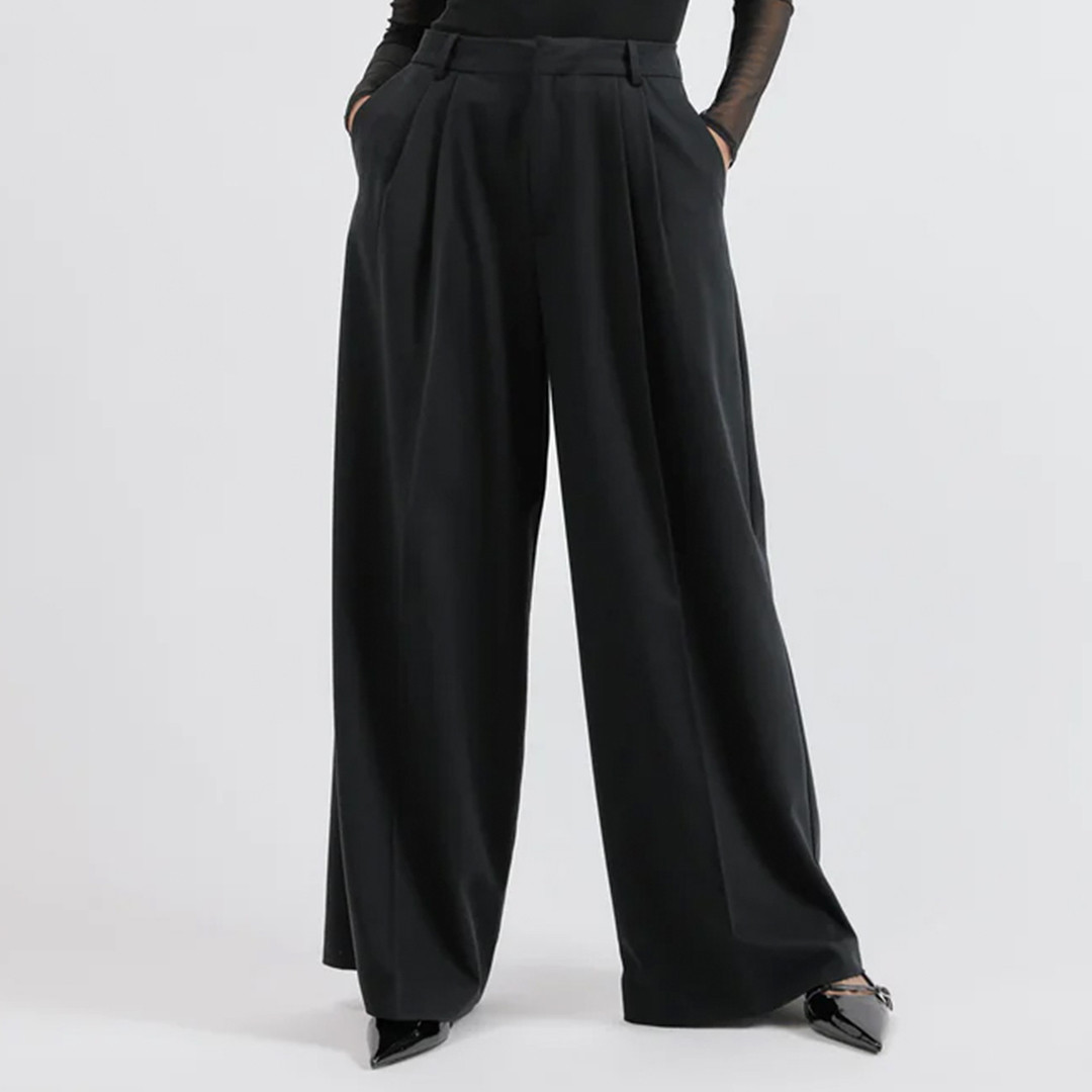 Black Tailored Pleat Front Trouser