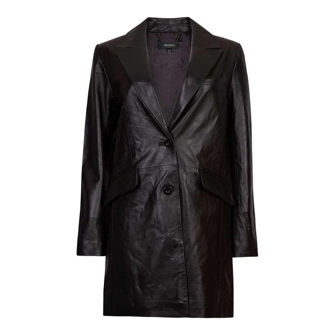 Black Longline Leather Blazer