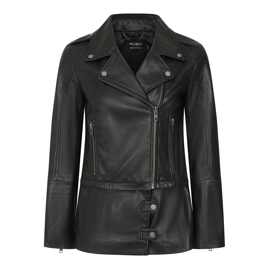 Black 2-IN-1 Longline Leather Biker Jacket