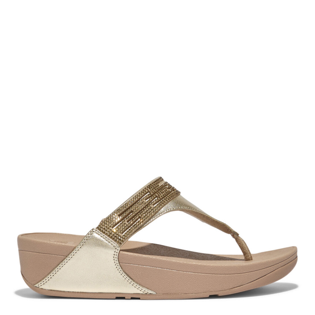 Platino Lulu Laser Crystal Leather Toe Post Sandals