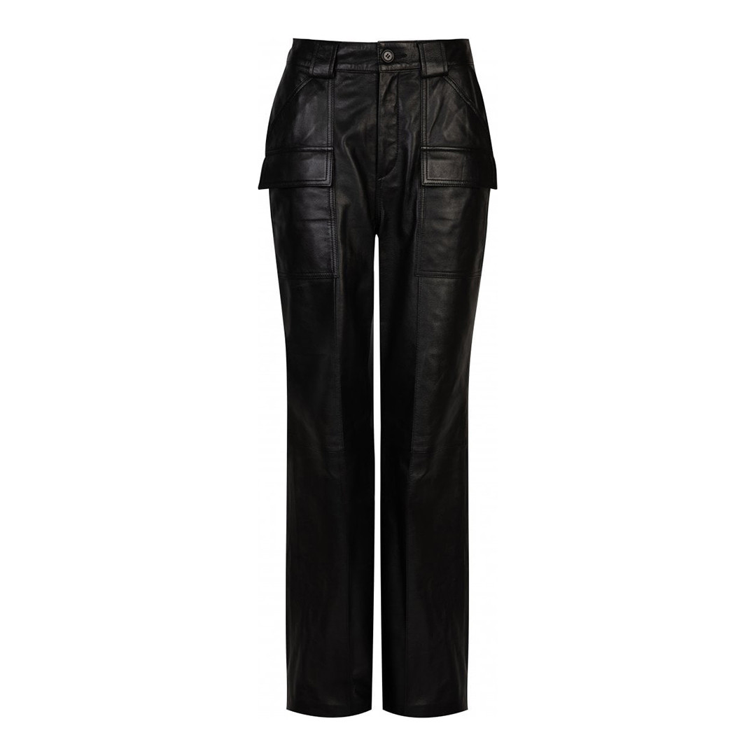 Black Lucy Leather Cargo Trousers