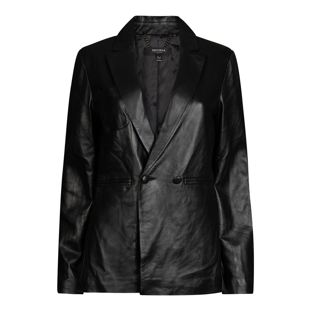 Black Amara Buttoned Leather Blazer