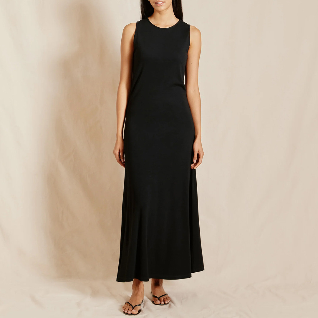 Black Jersey Racer Back Maxi Dress