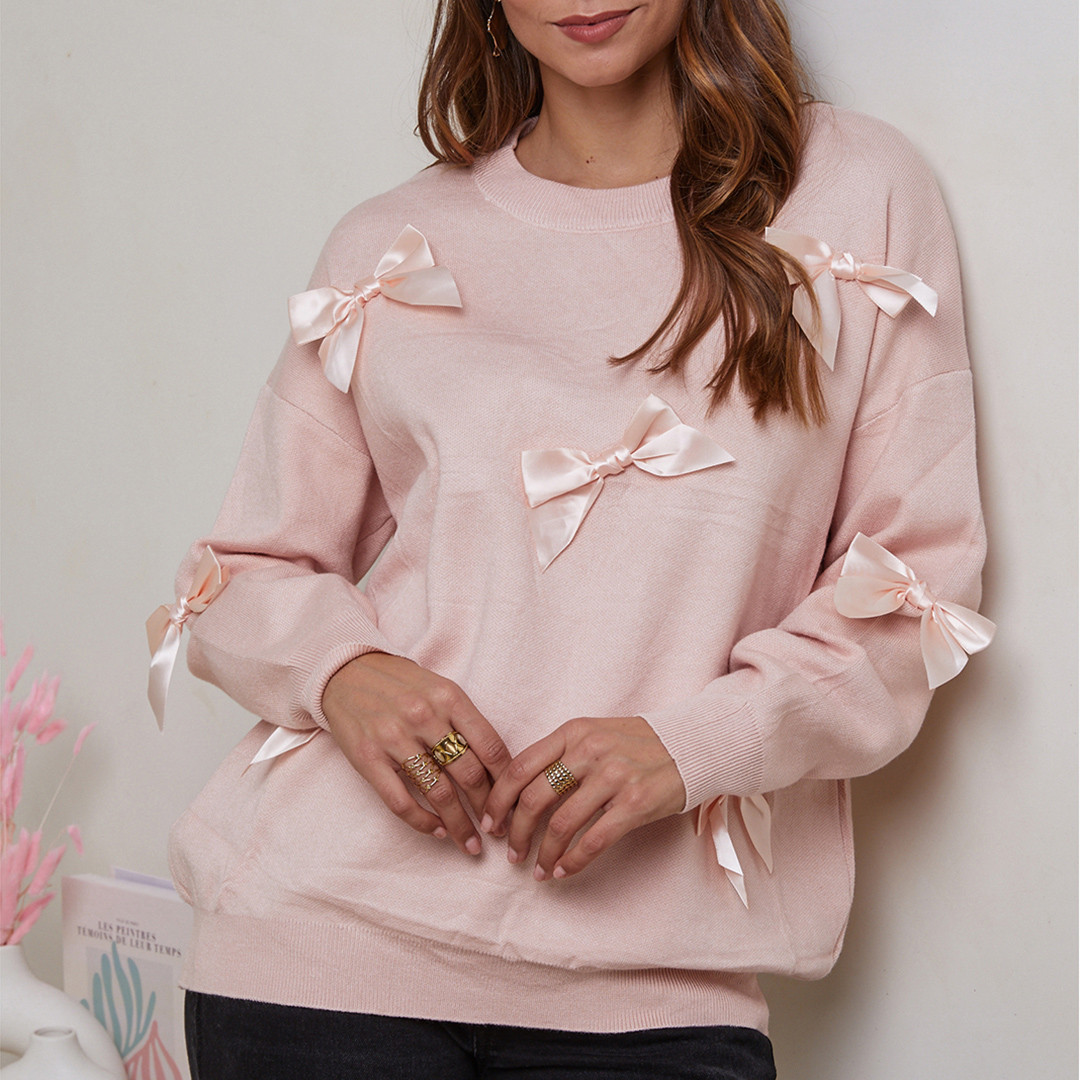 Soft Pink Cashmere Blend Ribbon Jumper