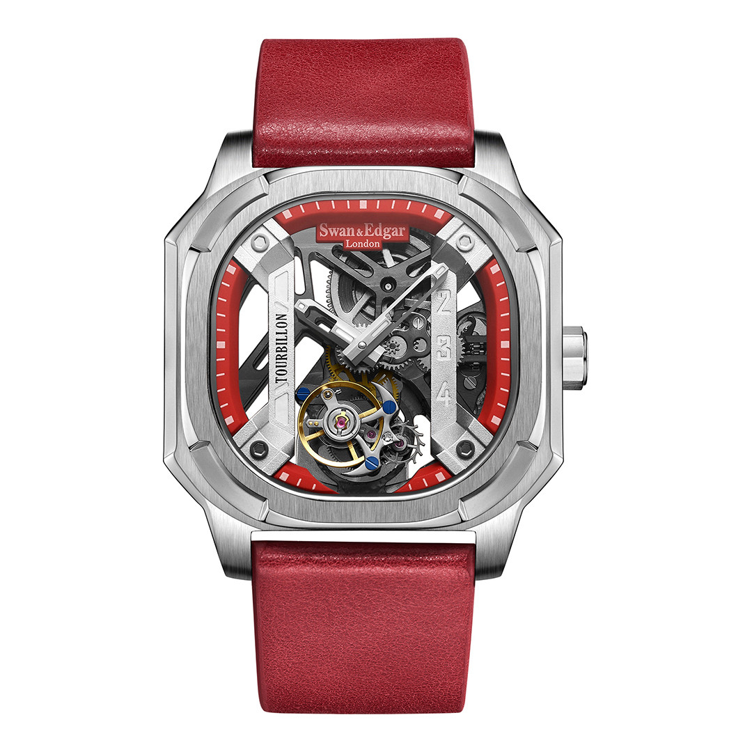 Limited Edition Swan & Edgar Hand Assembled Vortex Tourbillon Automatic Red 38mm