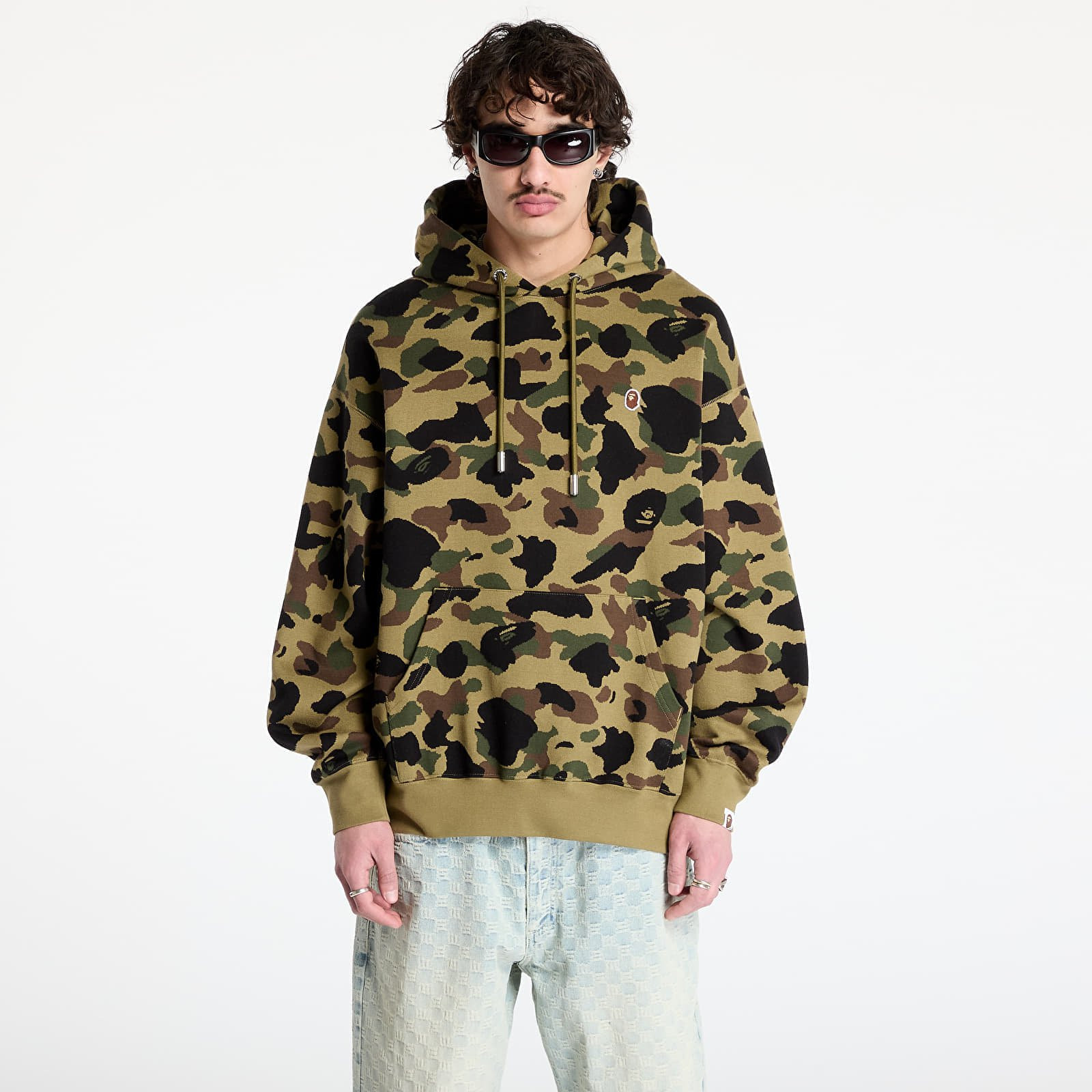 Sweatshirt A BATHING APE 1St Camo Jacquard One Point Relaxed Fit Pullover Hoodie UNISEX Green M