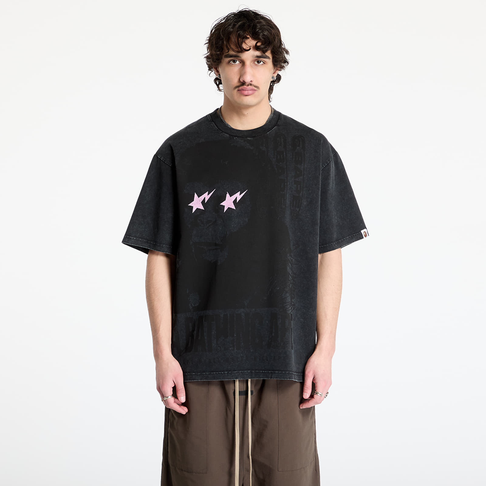 T-shirt A BATHING APE Garment Dye Multi Logo Relaxed Fit Tee Black M