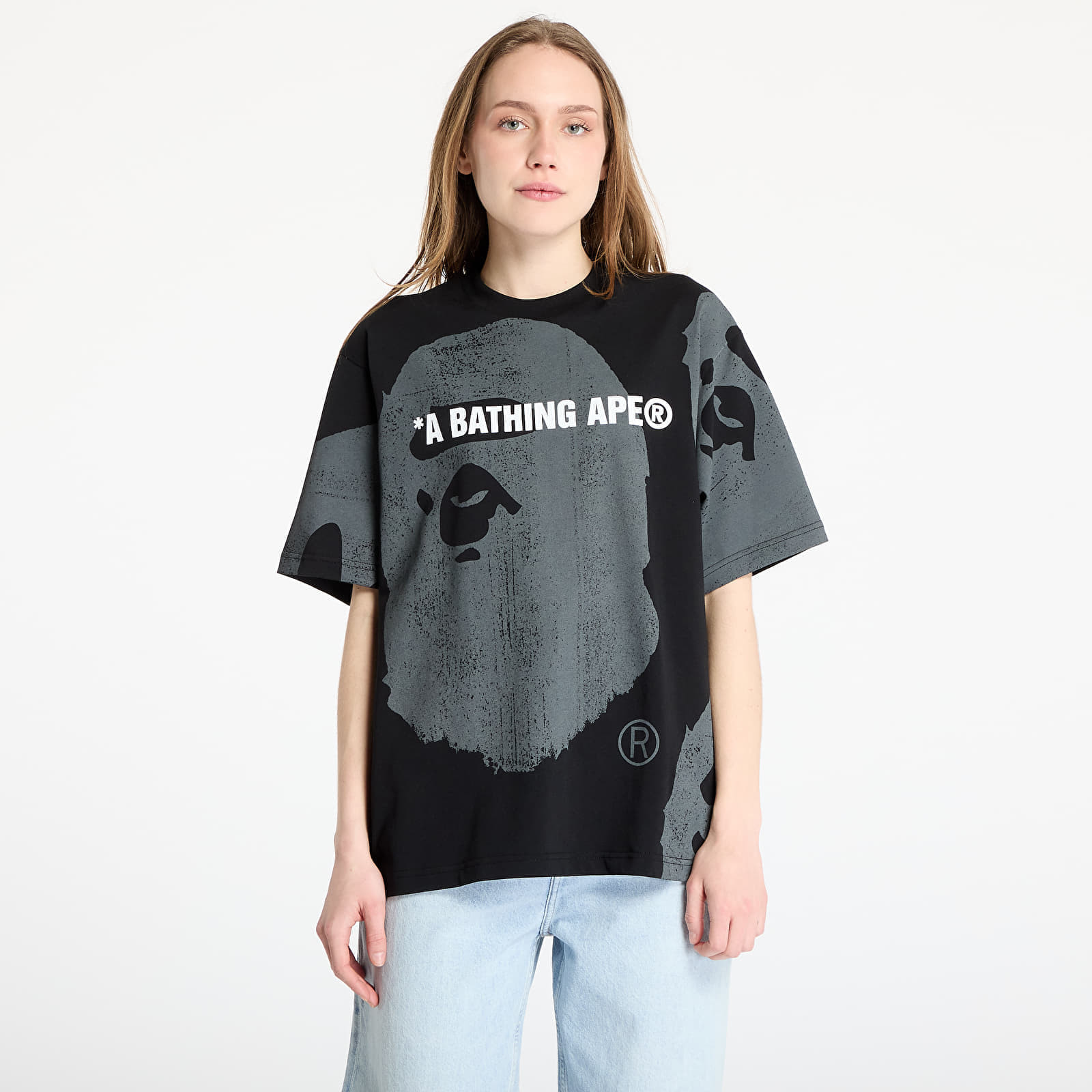 T-shirt A BATHING APE Water Print Ape Head Relaxed Fit Tee UNISEX Black M