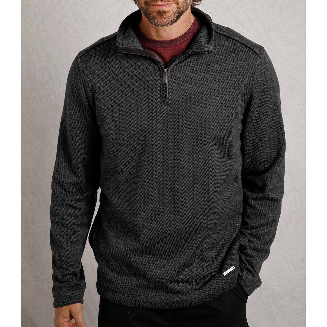 Charcoal 1/4 Zip Herringbone Fleece