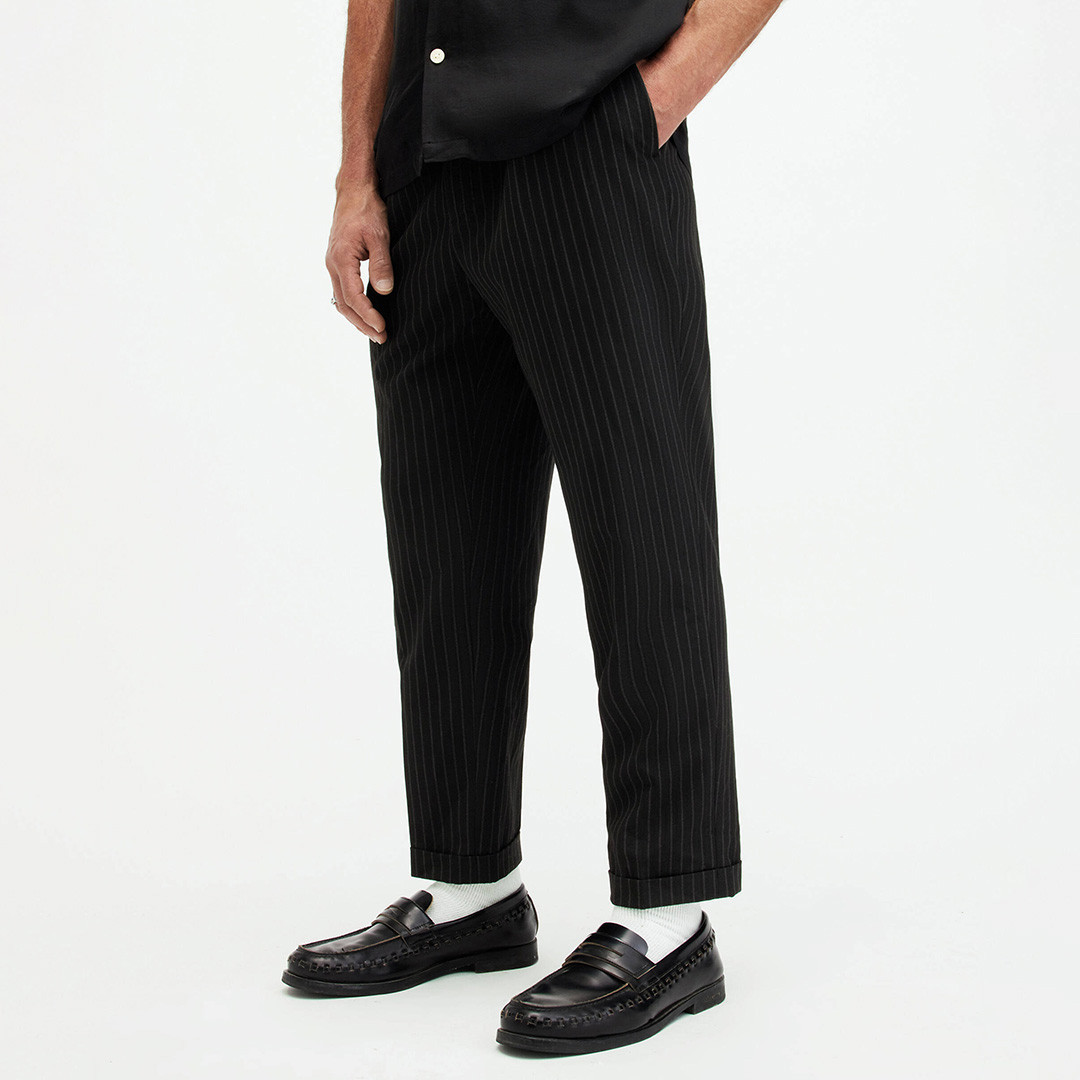 Black Dicetallis Pinstripe Crop Trousers