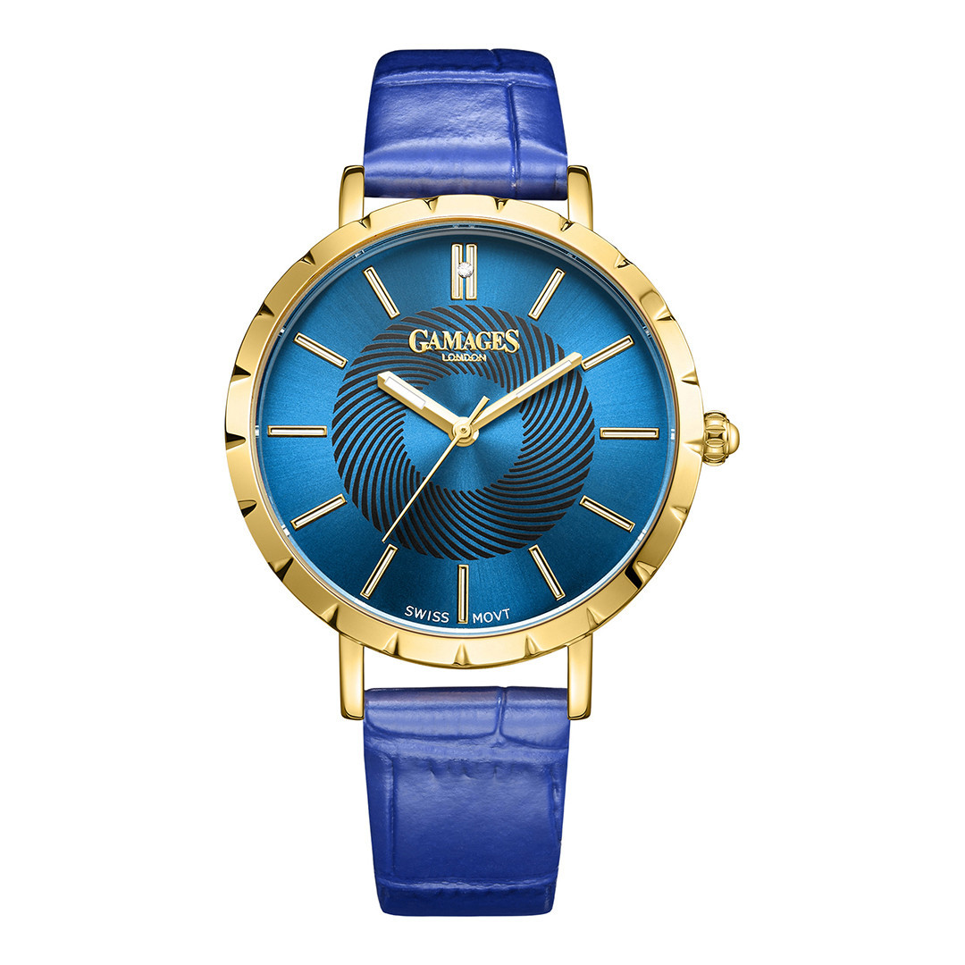 Gamages Of London Limited Ladies Radiant In Gold Navy 38mm