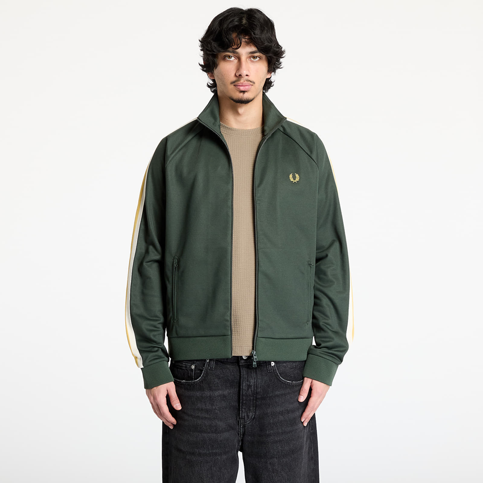 Sweatshirt FRED PERRY Two Colour Tape Track Jacket Court Green M