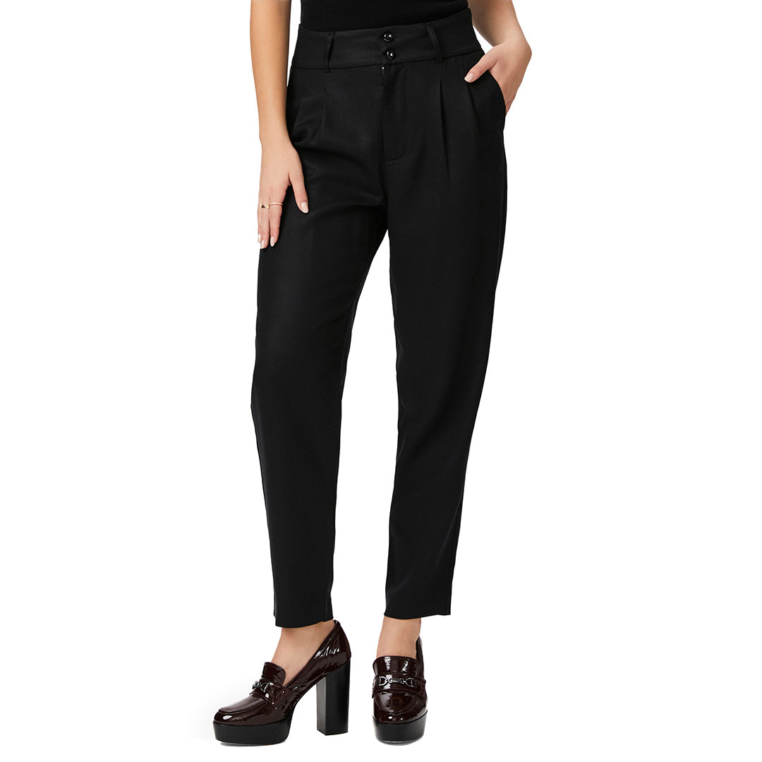 Black  Simone Pleated Cigarette Trousers