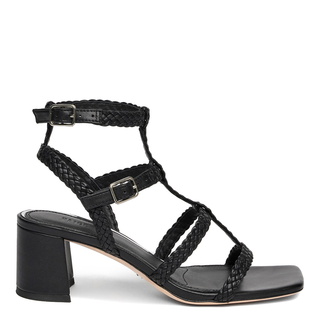 Black Grecian Eliza Block Sandal