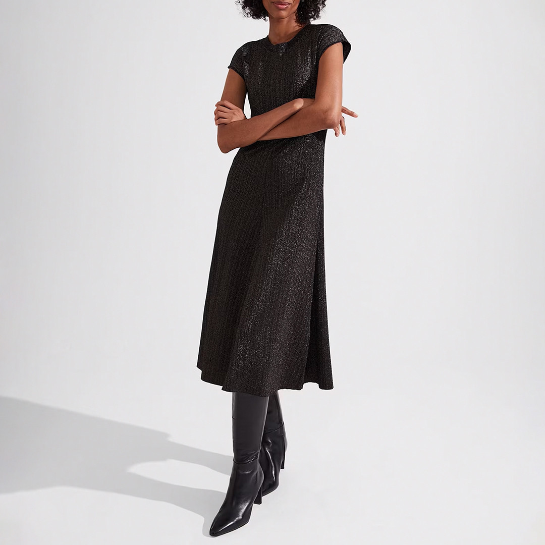 Black Reena Knitted Midi Dress