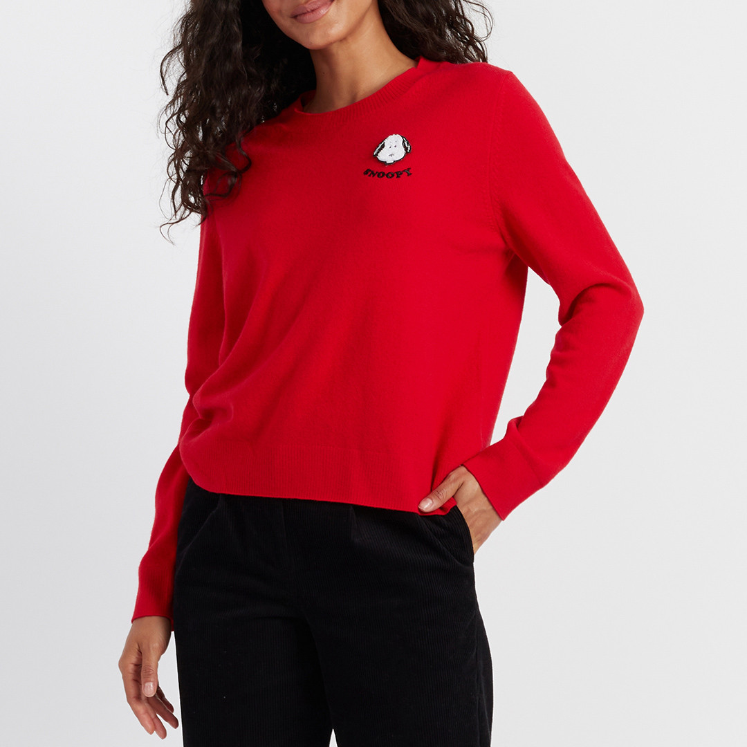 Scarlet Wool Cashmere Blend Snoopy Sweater