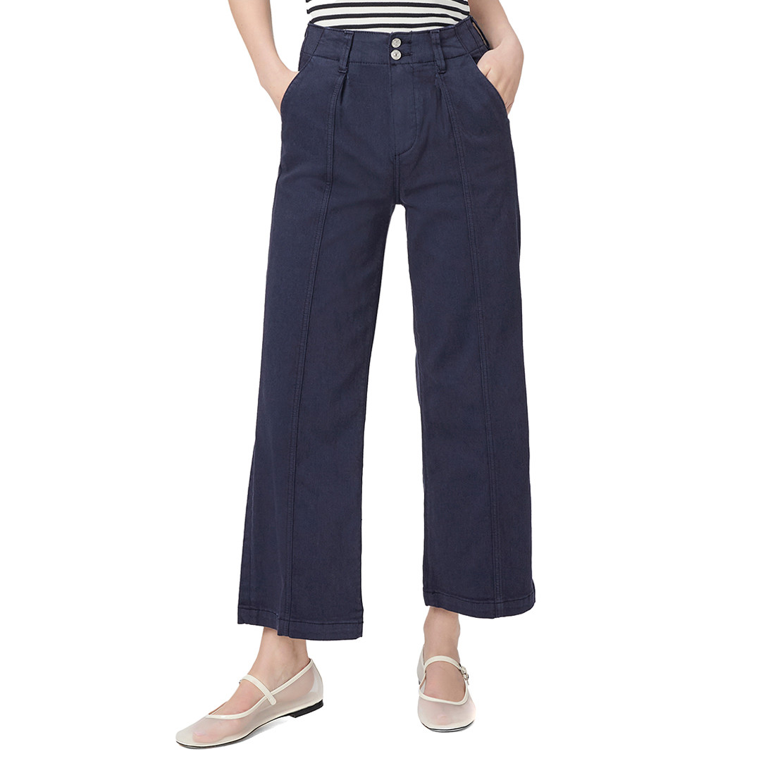 Navy Brooklyn Crop Wide Leg Trousers