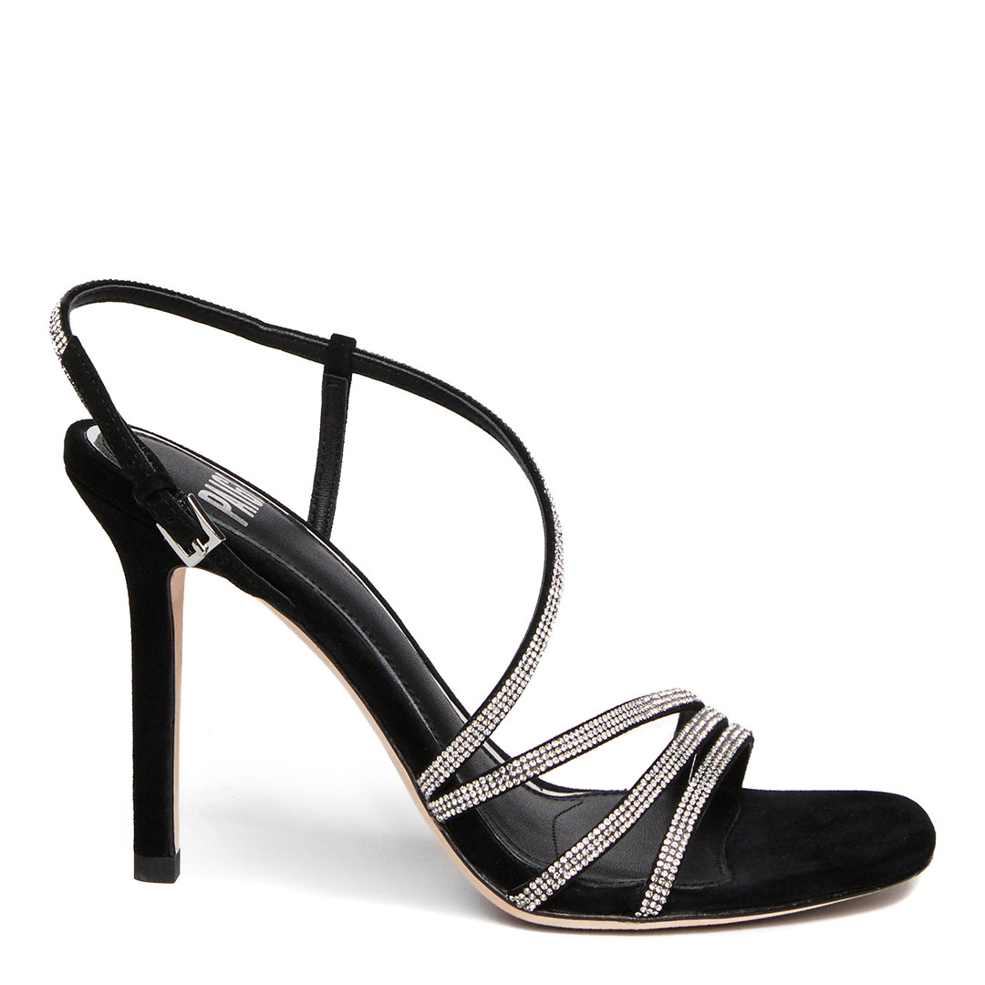 Black/Silver Embellished Savannah Heeled Sandal