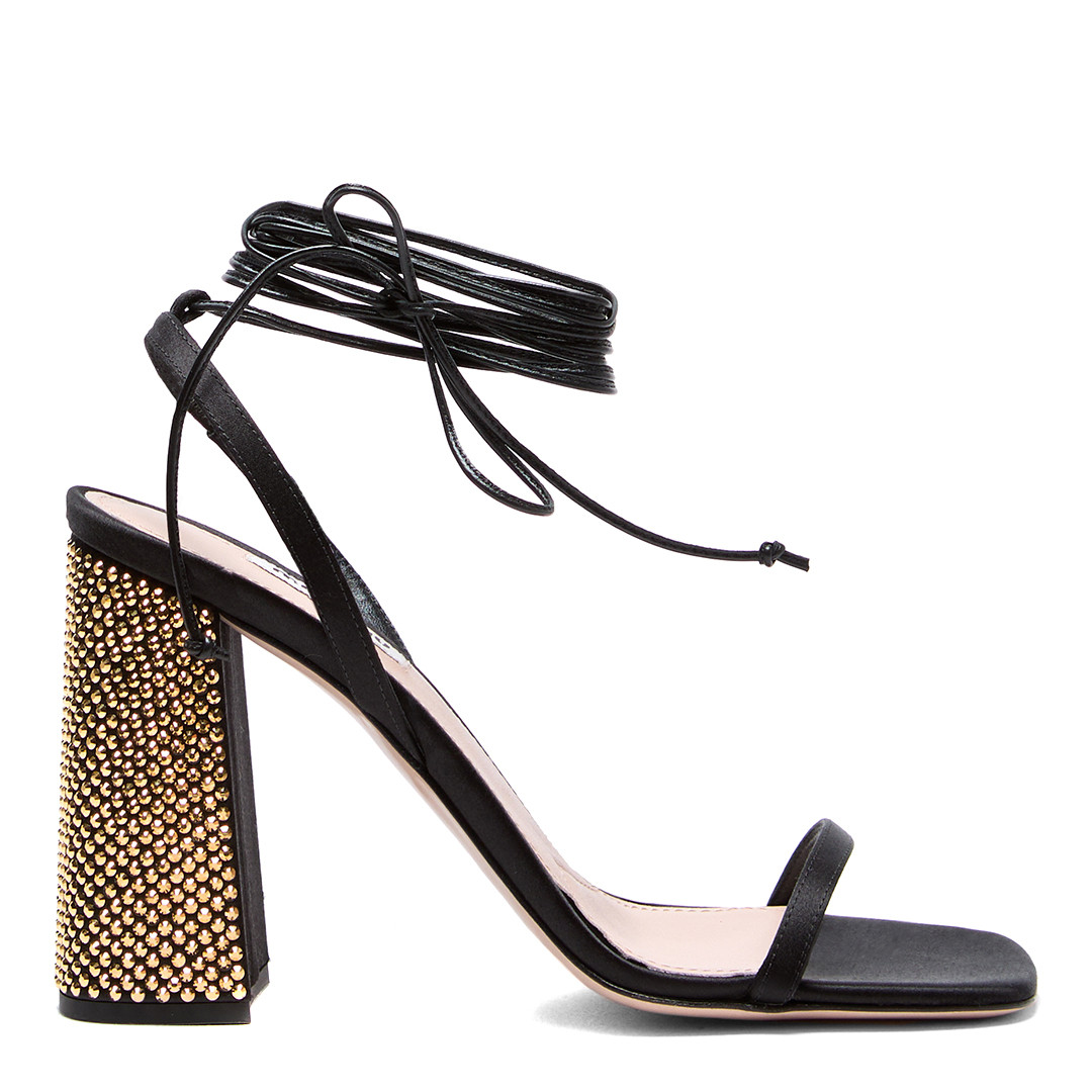 Black Crystal Heeled Sandal