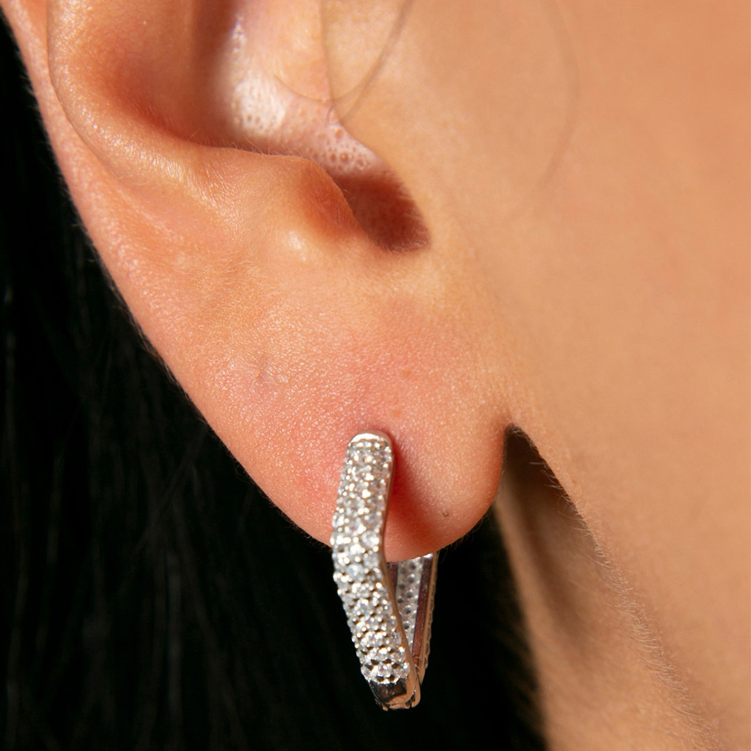 Silver  Square Hoop Earring