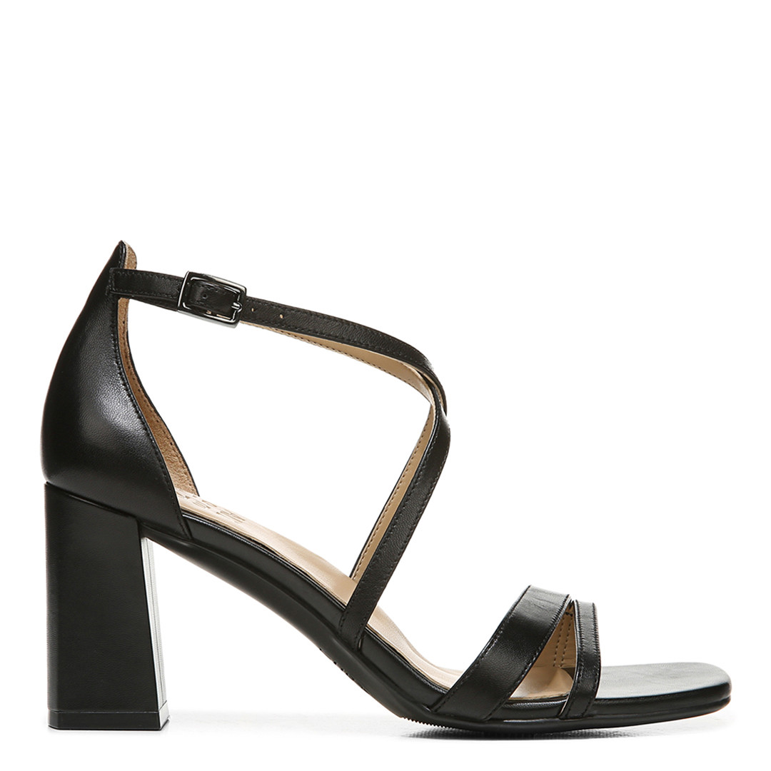 Black Leather Tiff Heeled Sandal