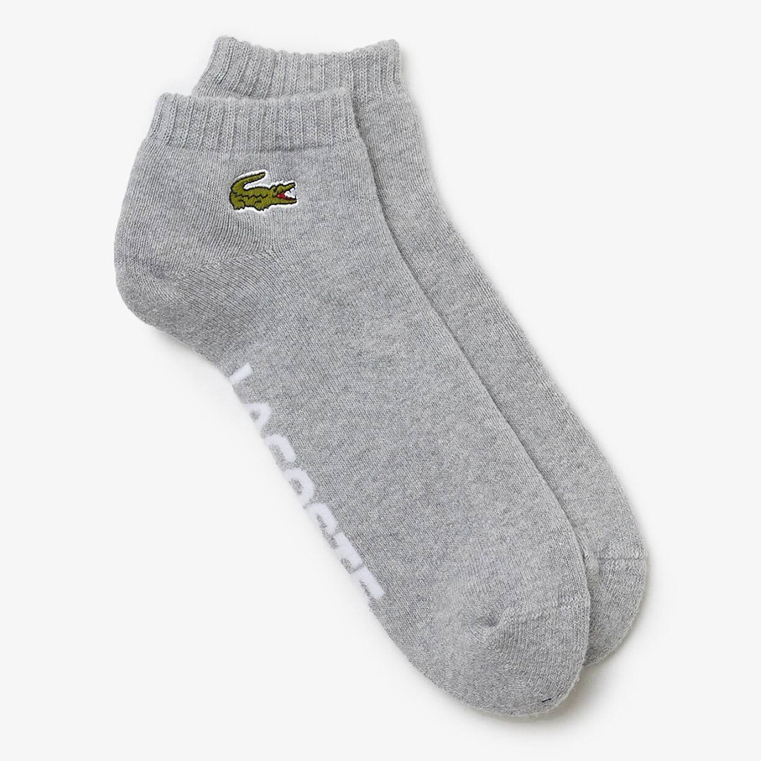 Grey Embroidered Cotton Socks