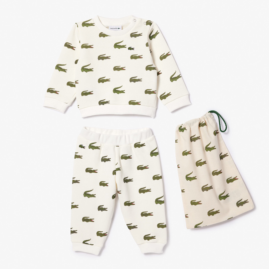 Baby Ecru Croc Print Tracksuit Set