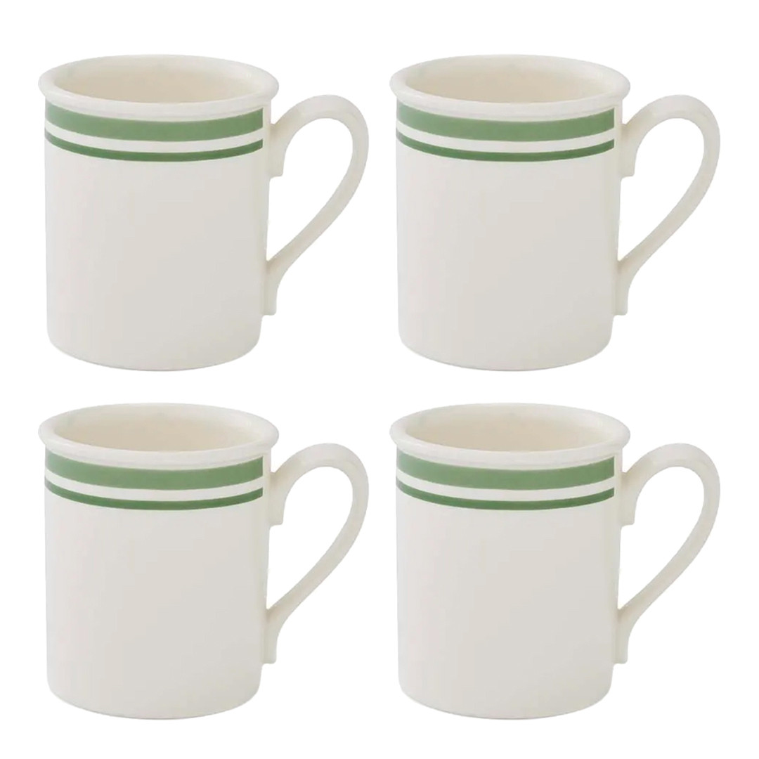 Set of 4 Potters Stripe Green Mugs