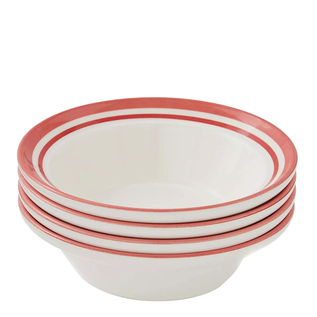 Set of 4 Potters Stripe Red Cereal Bowl