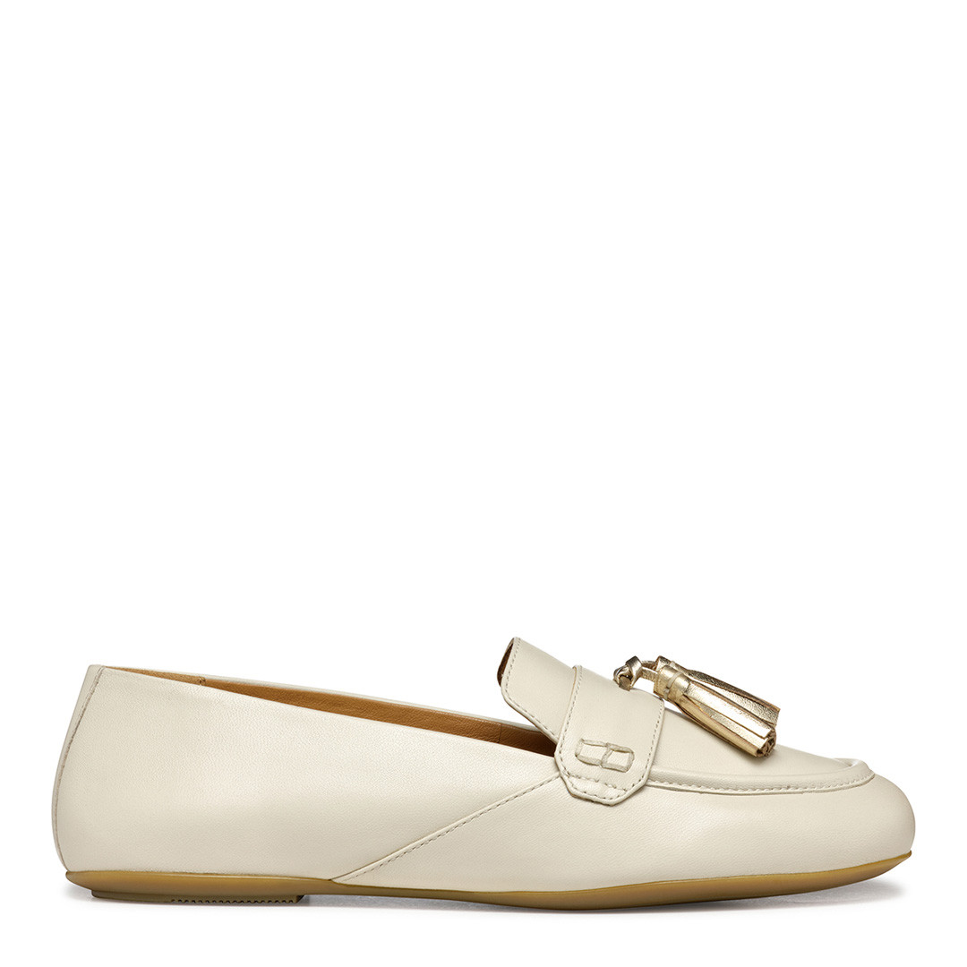 Women's Beige/Gold Leather Palmaria Ballerina Flat