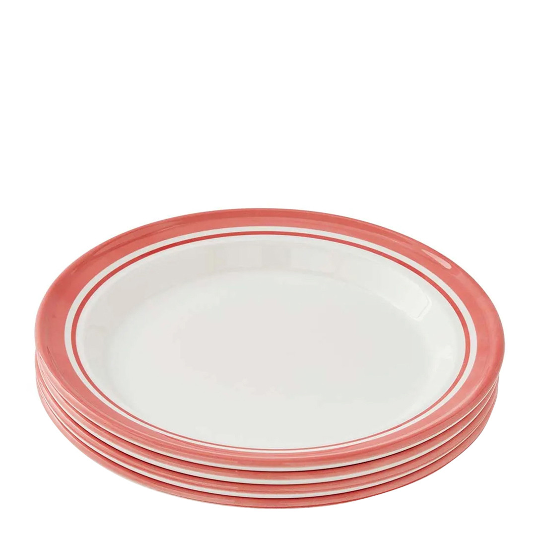 Set of 4 Potters Stripe Red Dinner Plates 30cm