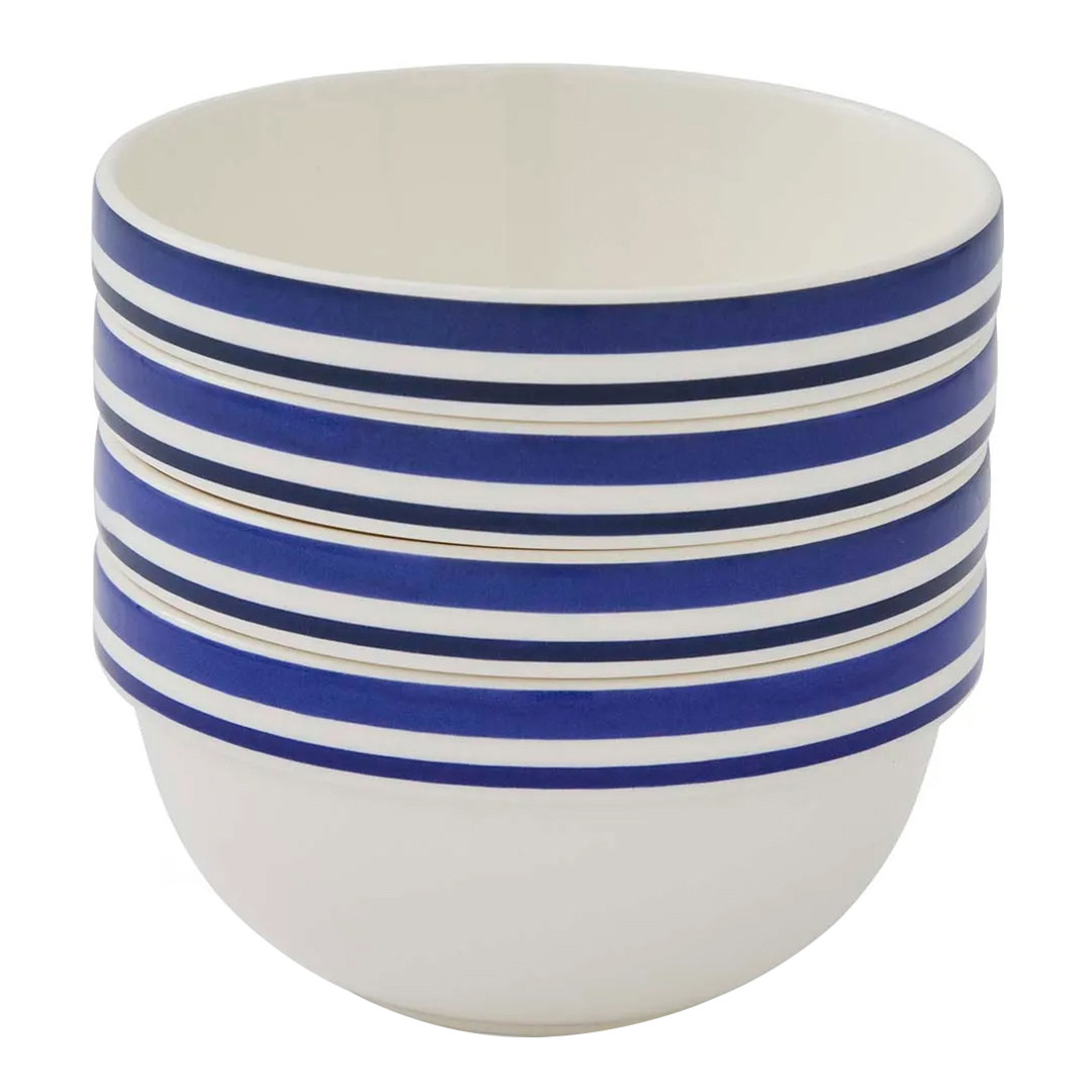 Set of 4 Potters Stripe Blue Stacking Bowl 14cm