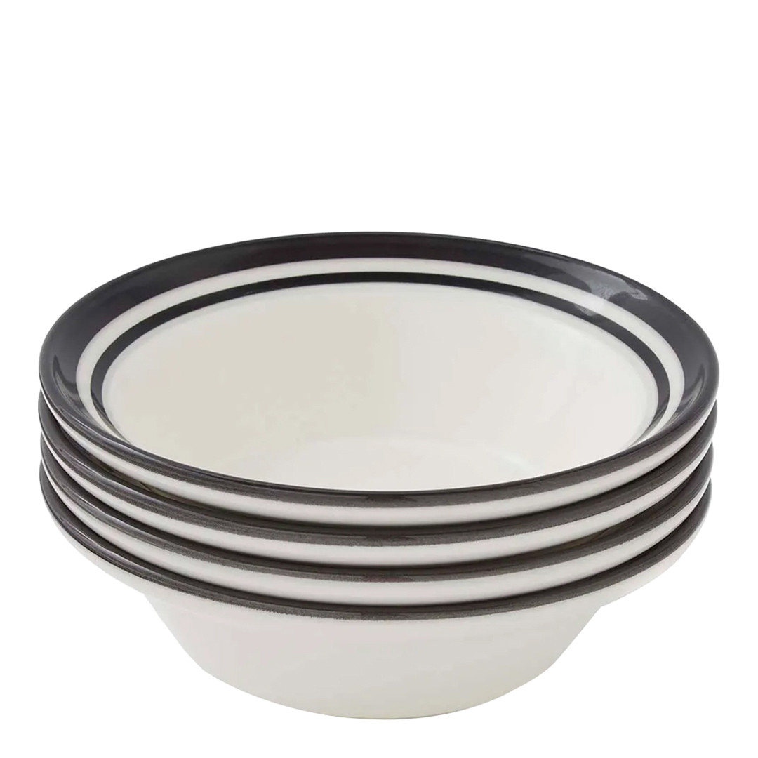 Set of 4 Potters Stripe Black Cereal Bowl