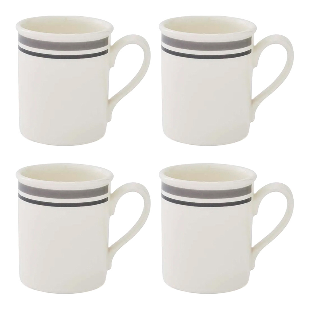 Set of 4 Potters Stripe Grey Mugs