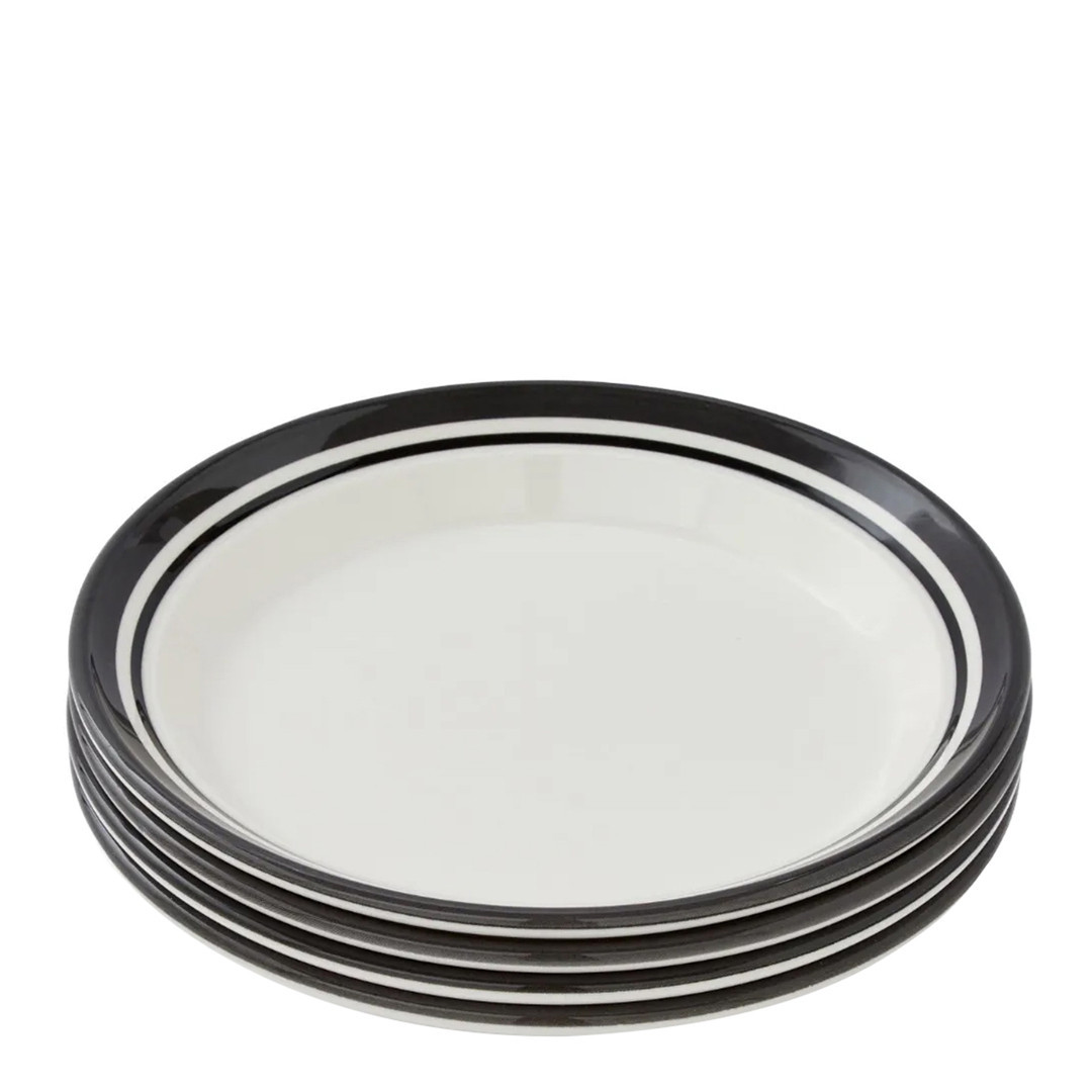 Set of 4 Potters Stripe Black Dinner Plates 20.5cm