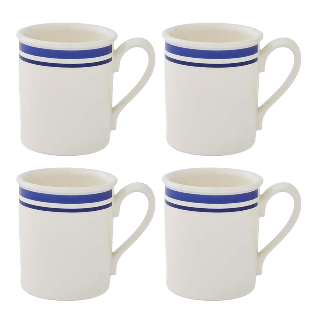 Set of 4 Potters Stripe Blue Mugs