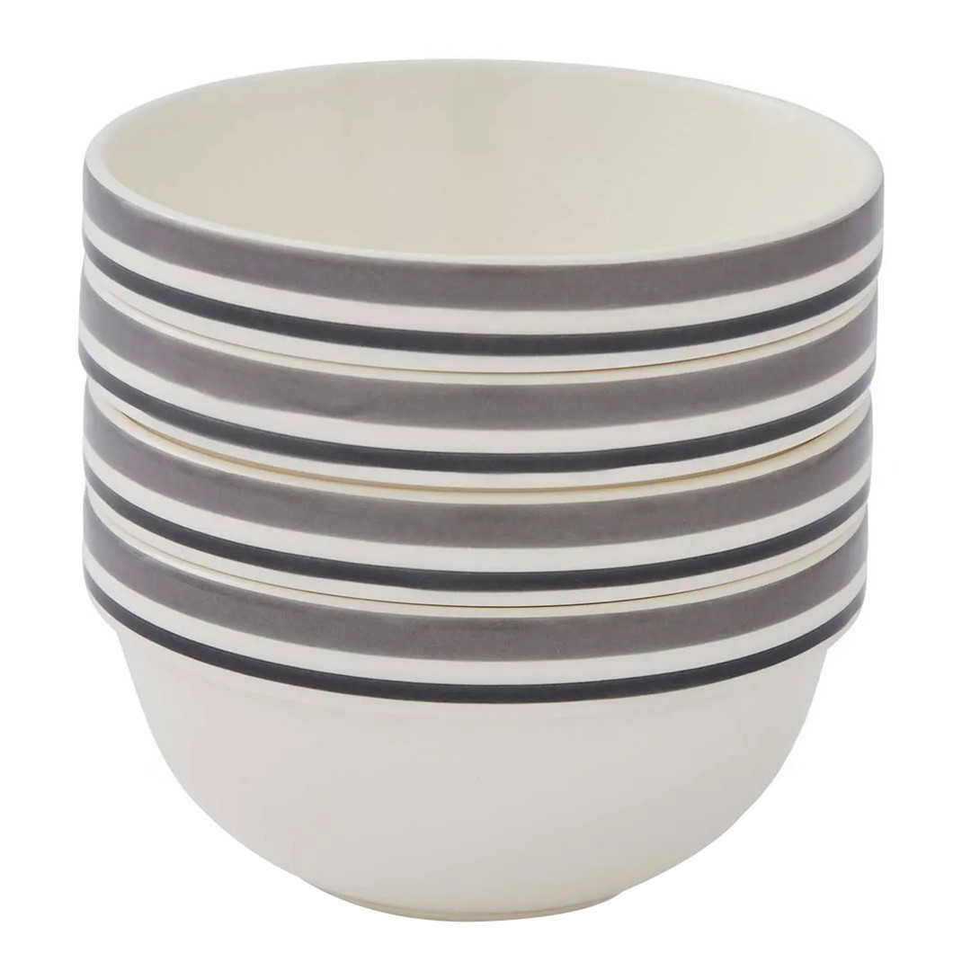 Set of 4 Potters Stripe Grey Stacking Bowl 12.5cm