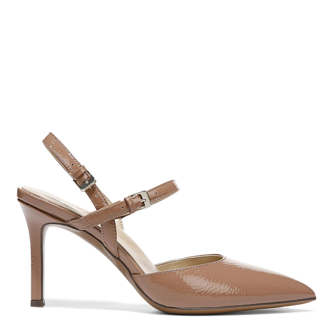 Brown Patent Leather Adalyn Wide Fit Heeled Sandal