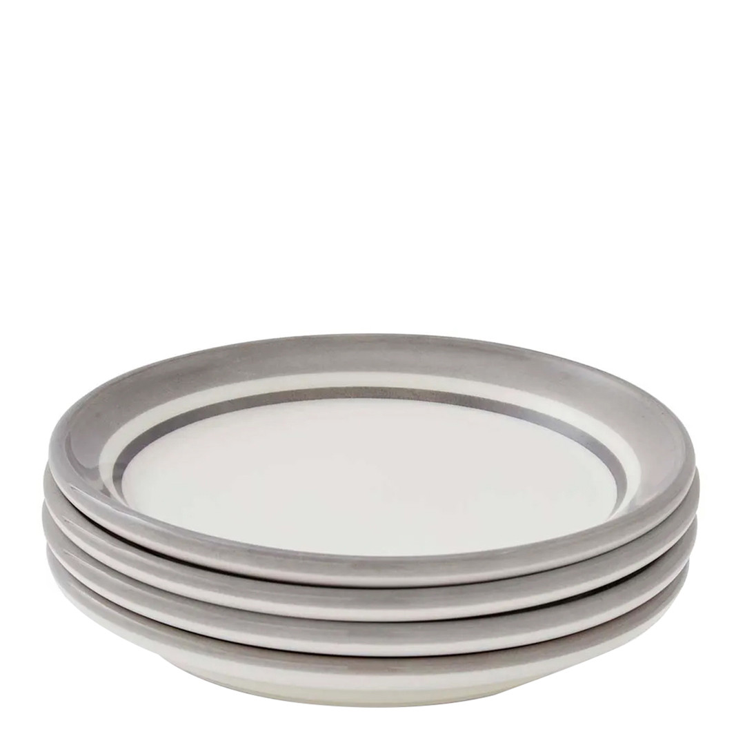 Set of 4 Potters Stripe Grey Bread Side Plate 12.5cm