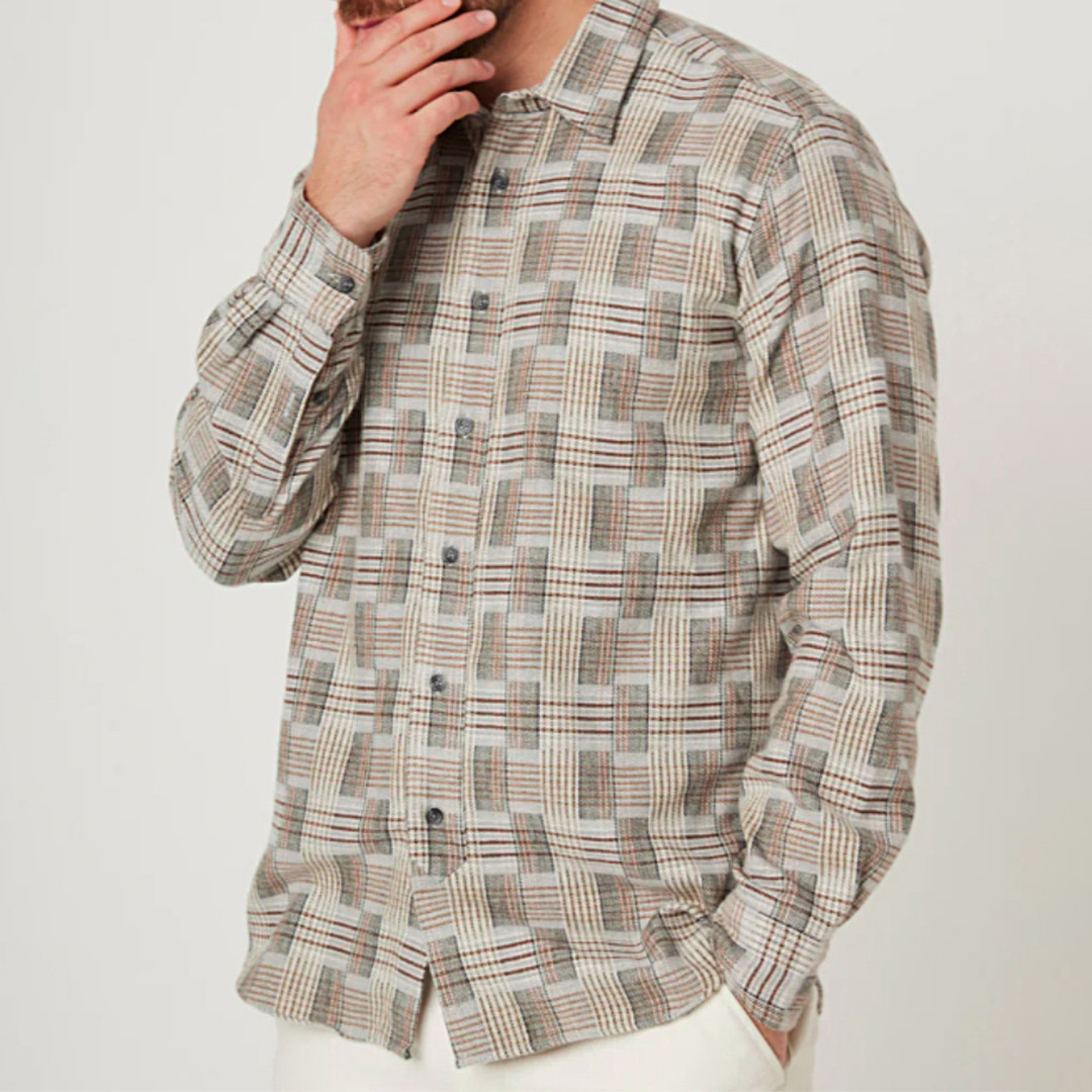 Beige Printed Farley Shirt