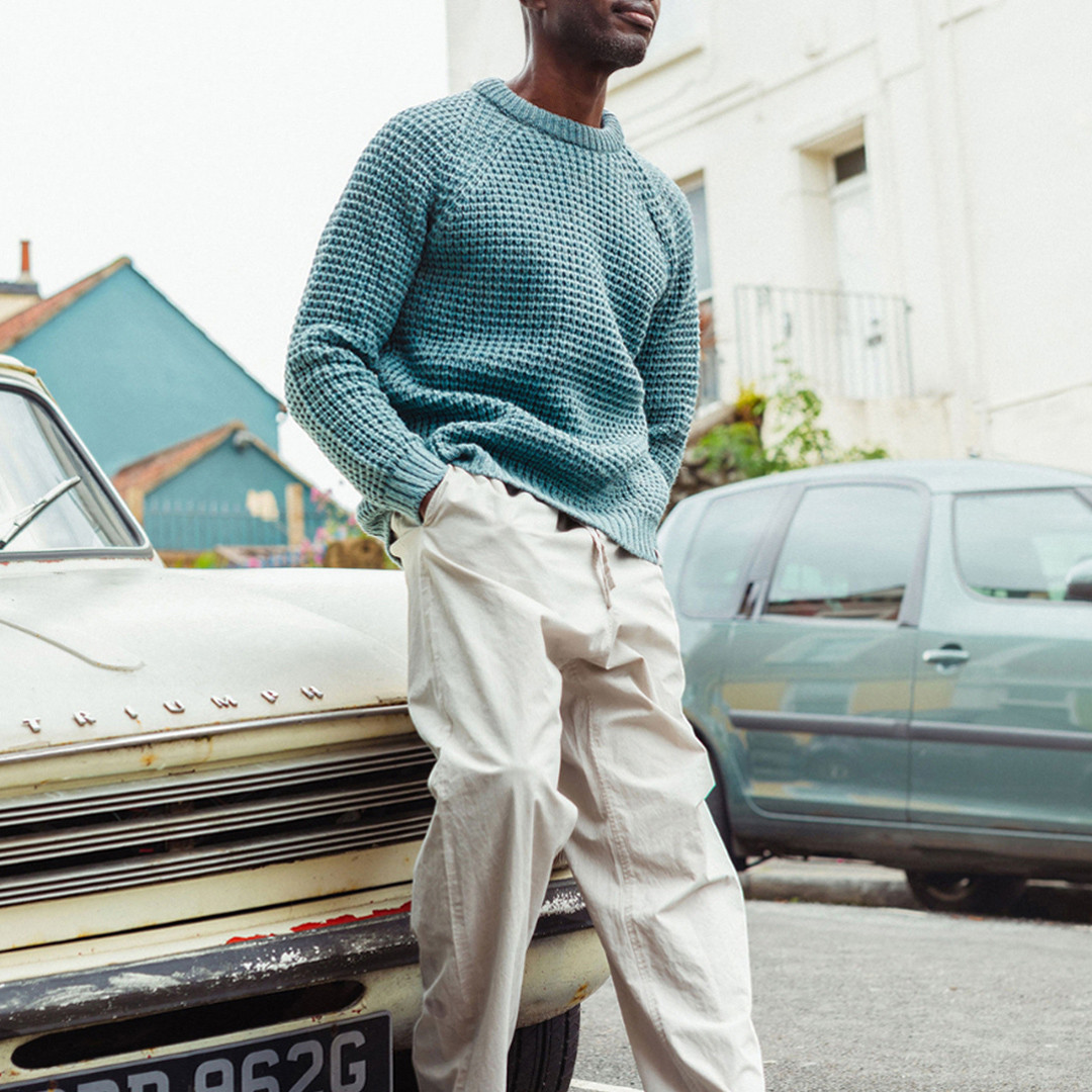 Soft Turquoise Ford Wool Crew Jumper