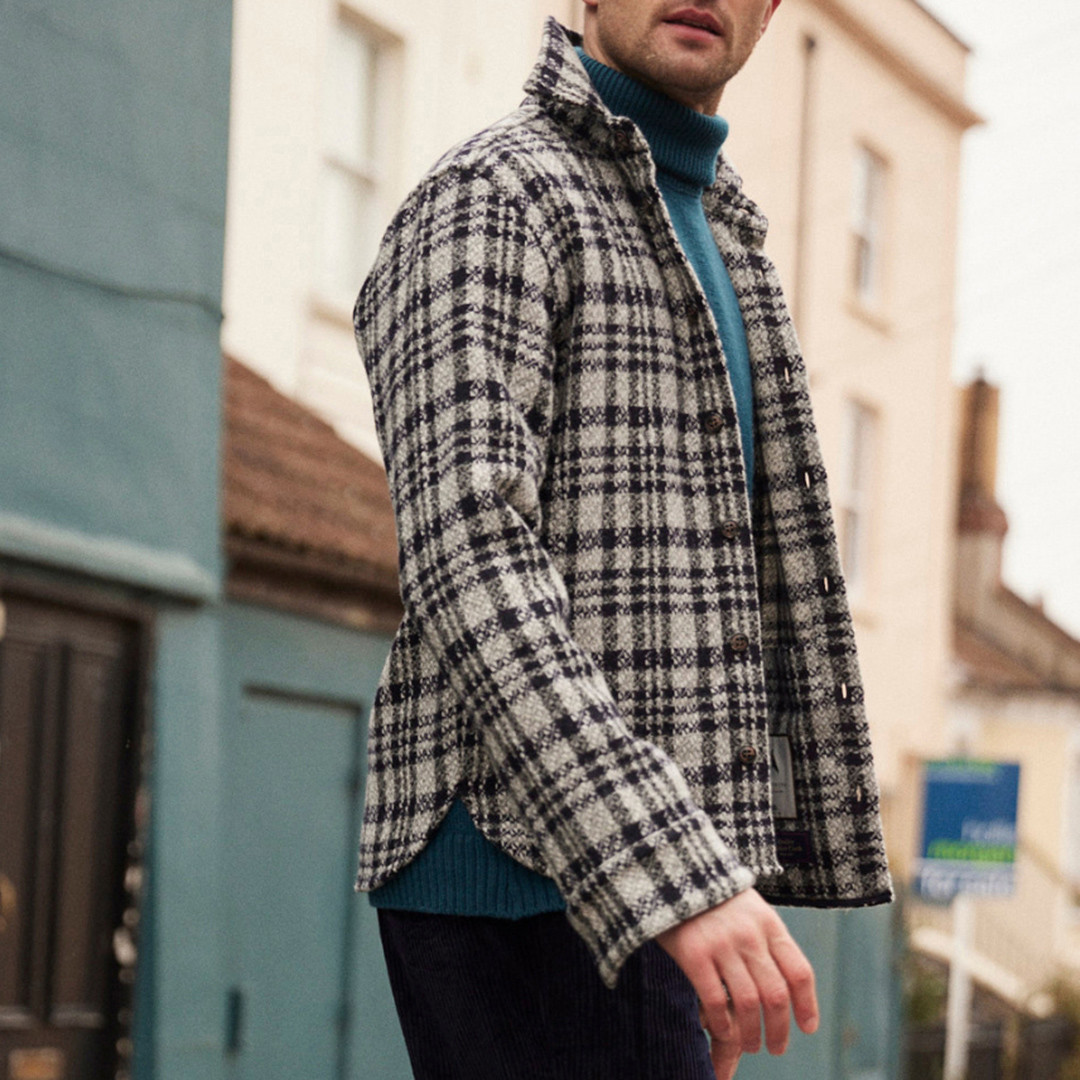 Grey/Black Check Wool Overshirt