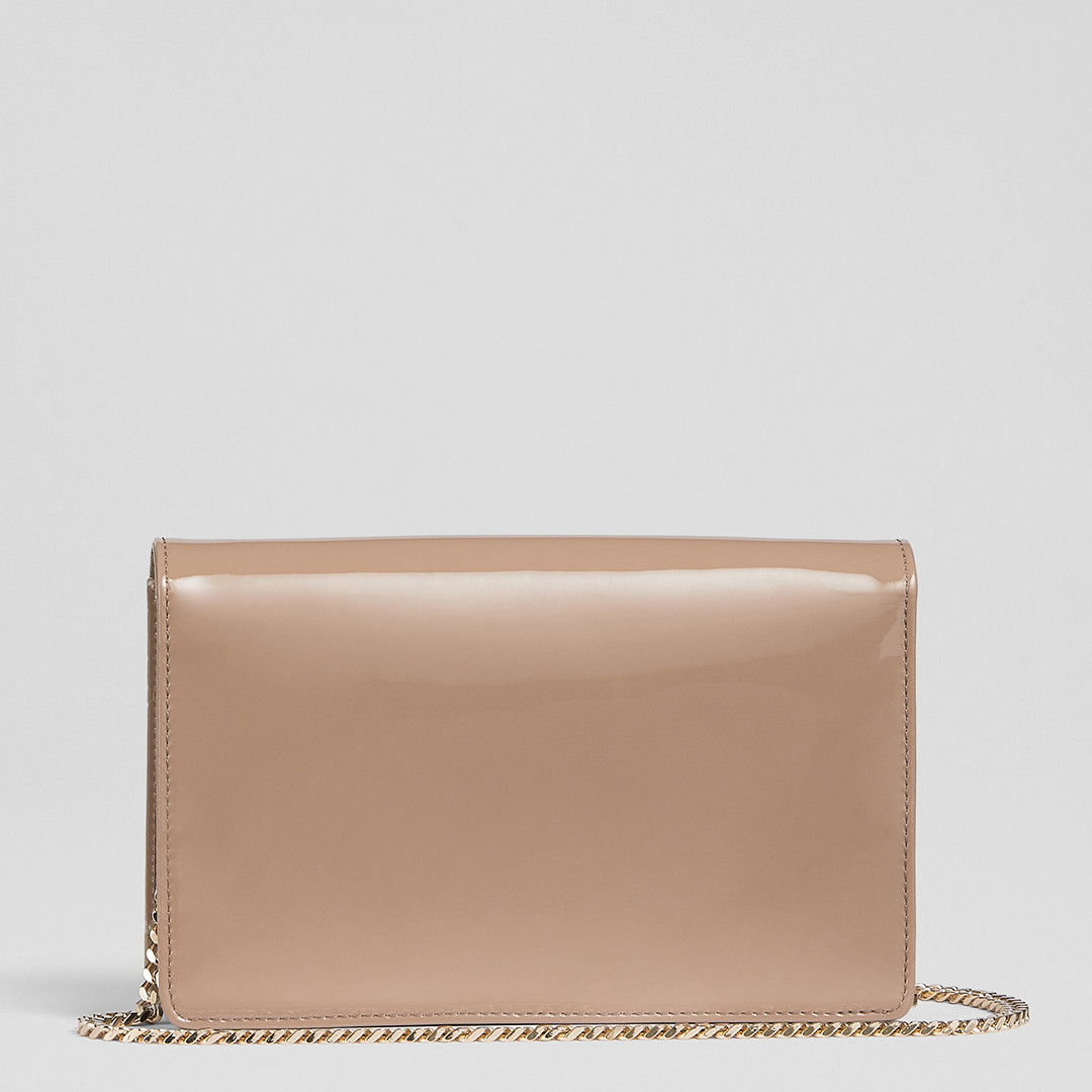 Cici Dark Taupe Patent Leather Clutch Bag