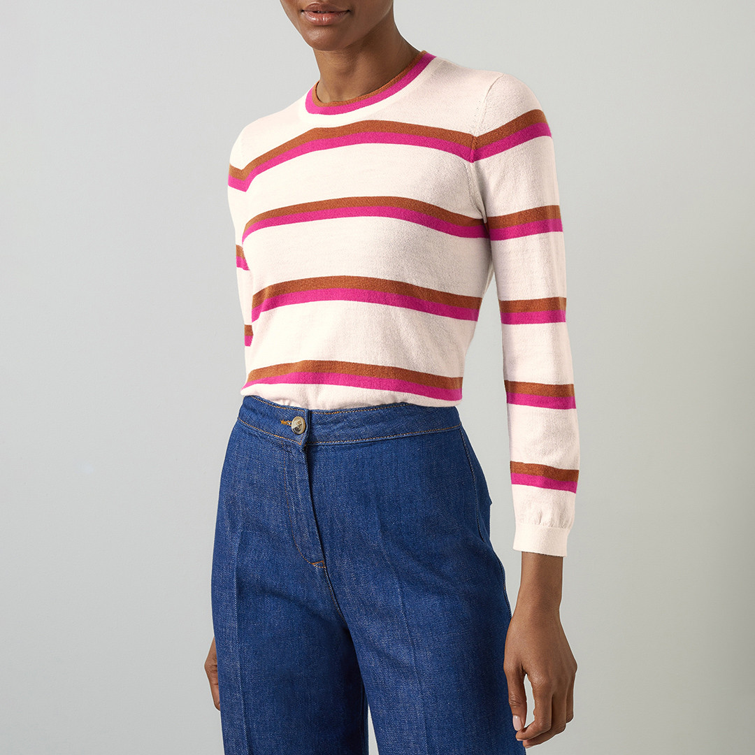 Blush Striped Cashmere Tee