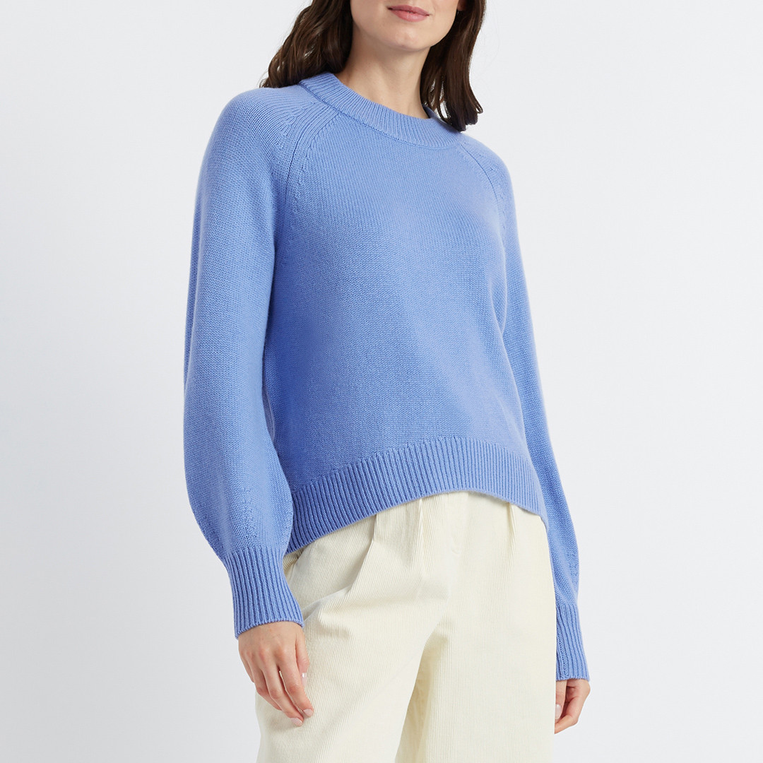 Powder Blue Wool Cashmere Blend Oversized Jumper