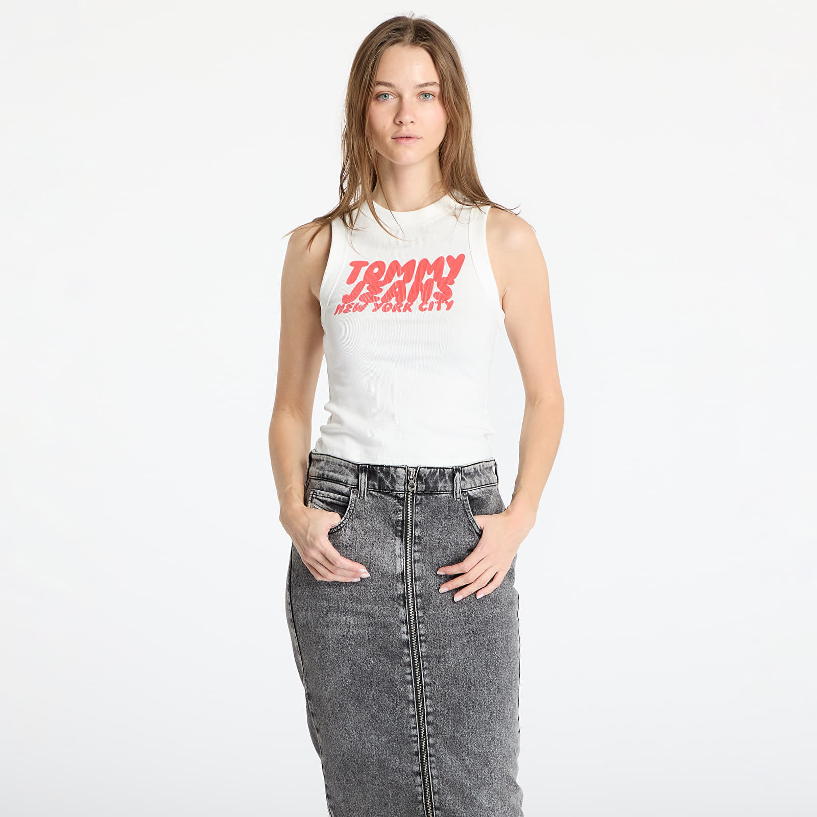 Tank top Tommy Jeans Slim Sh Tj Bubble Tee White S