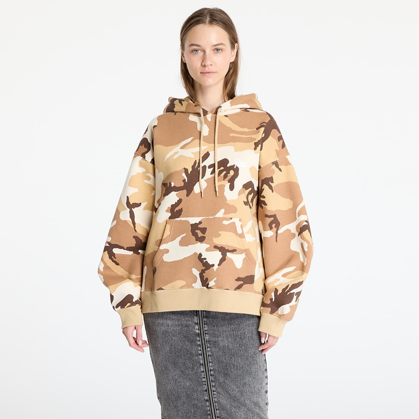 Sweatshirt Patta Bark Woodland Camo Boxy Hooded Sweater UNISEX Sand Dollar XL