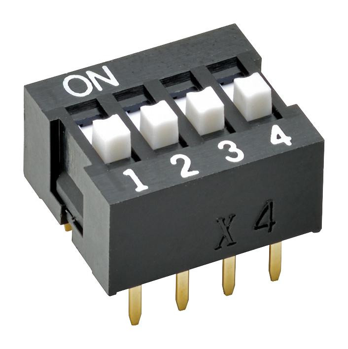 Omron/partner Stock A6E-4104-N Dip Switch, Spst, 0.025A, 24Vdc