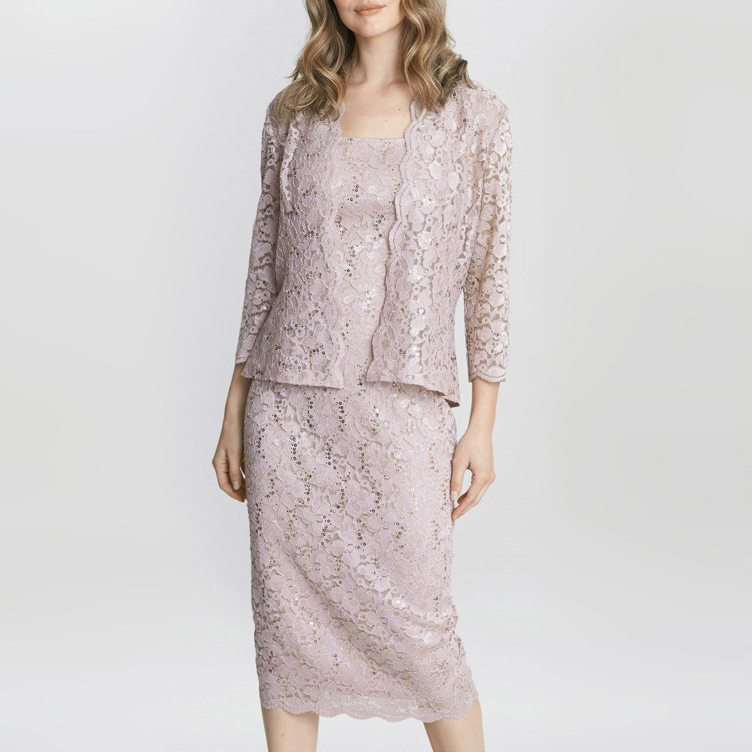 Lilac Lace Jacket and Midi Dress